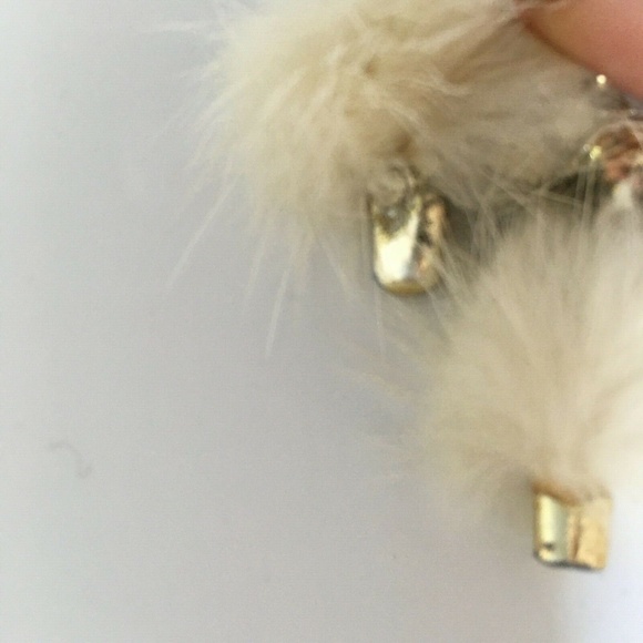 Vintage Poodle Brooch Real Fur Rhinestone Collar & Eye Gold Tone Mid Century 50s - Picture 3 of 5